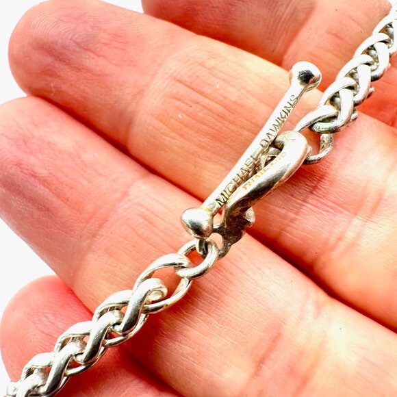 Michael Dawkins Sterling Silver Pearl Toggle Clasp Necklace 34 Inch 77 Grams - Picture 4 of 4